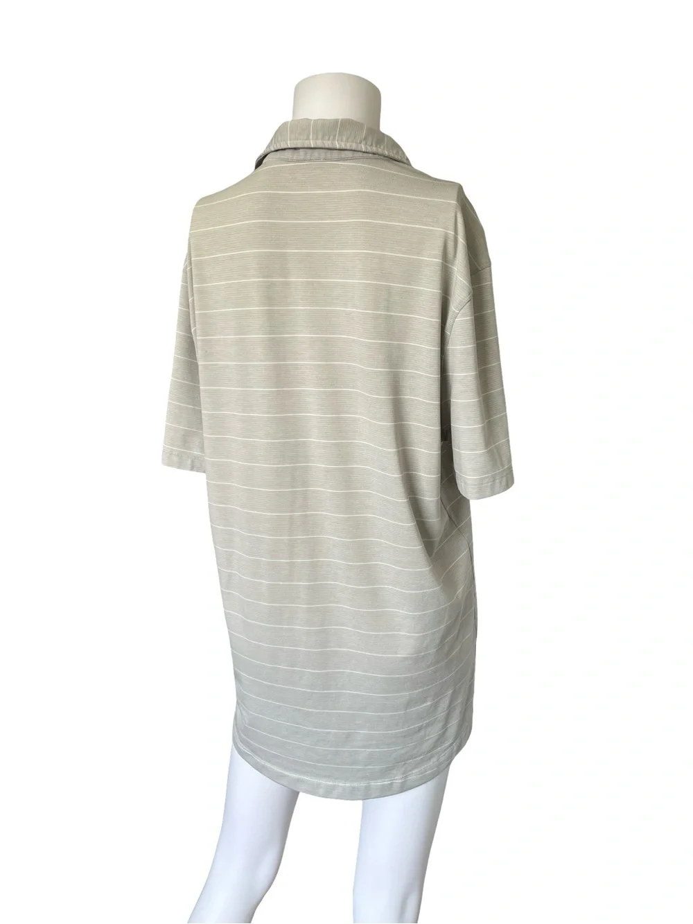 Lululemon Gray Striped Polo Neutral Golf Athletic Athleisure Short Sleeve Mens
